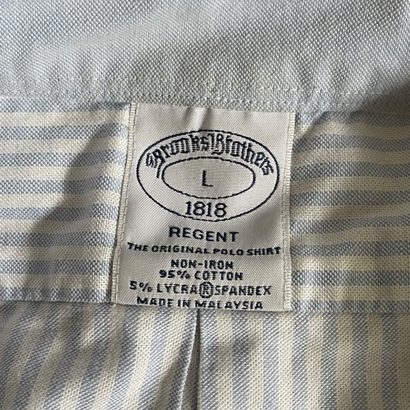 Brooks Brothers Shirt Adult L Blue/White 1818 Regent Non-Iron Button Up Mens - Picture 9 of 9